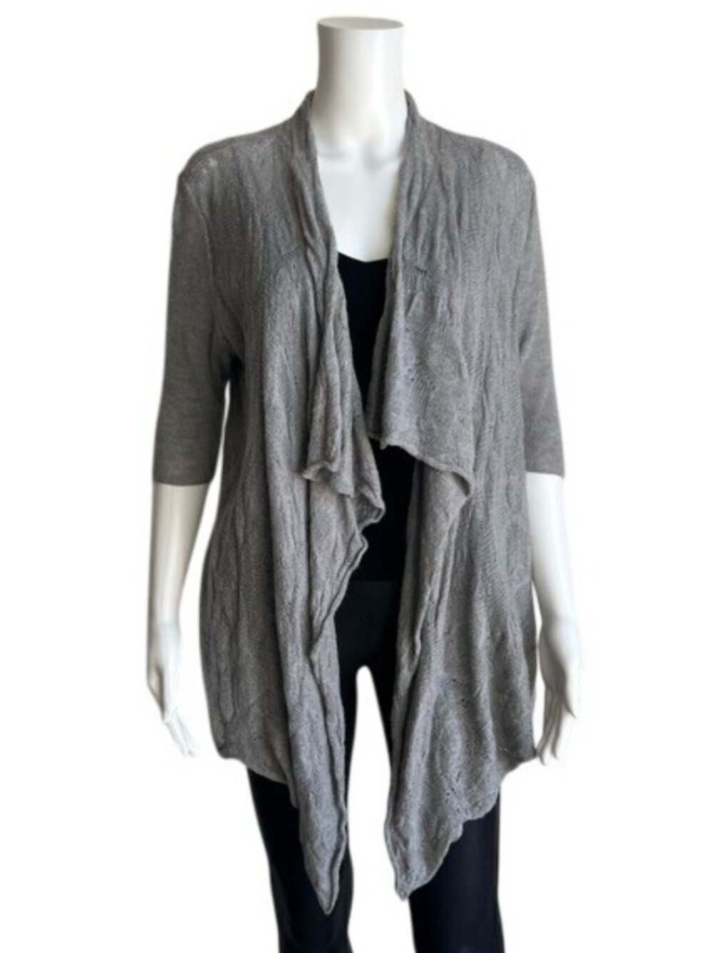 Eileen Fisher 100% Merino Wool Lace Stitch Cardigan - S
